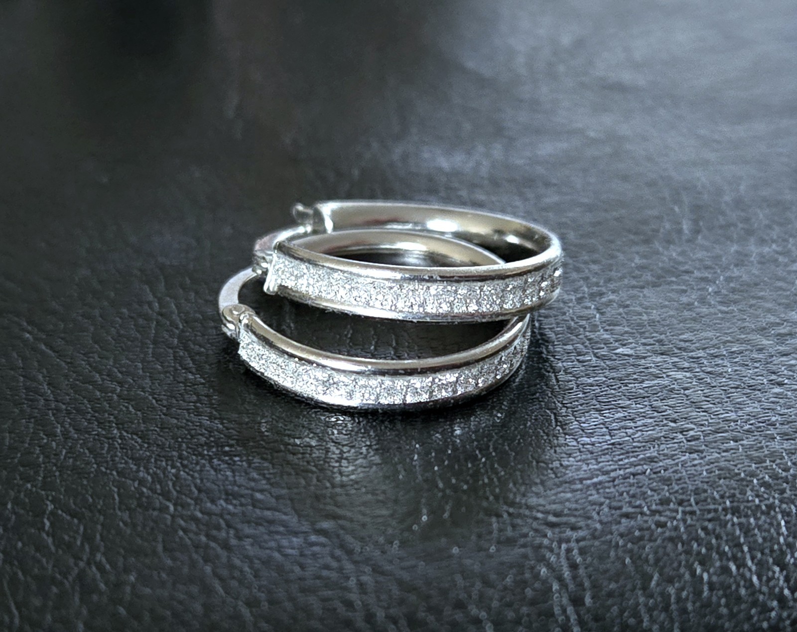 💎S/O JTV 925 STERLING 22mm DIAMOND DUST/ STARDUST GLITTER SPARKLE HOOP EARRINGS