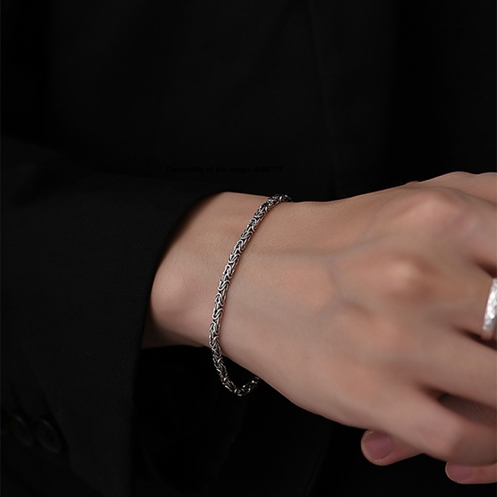 Pure 925 Sterling Silver Square Byzantine Chain Bracelet 5mm Link Unisex Jewelry