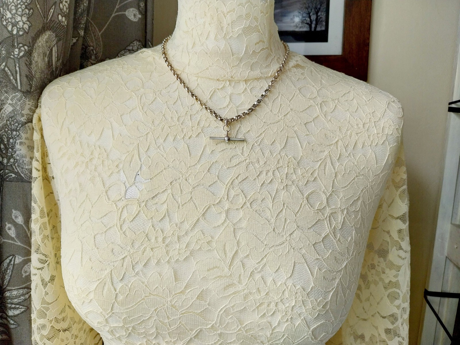 Sterling Silver Belcher Rolo Chain Necklace with T-Bar and DogClip – 18″ – 20.2g