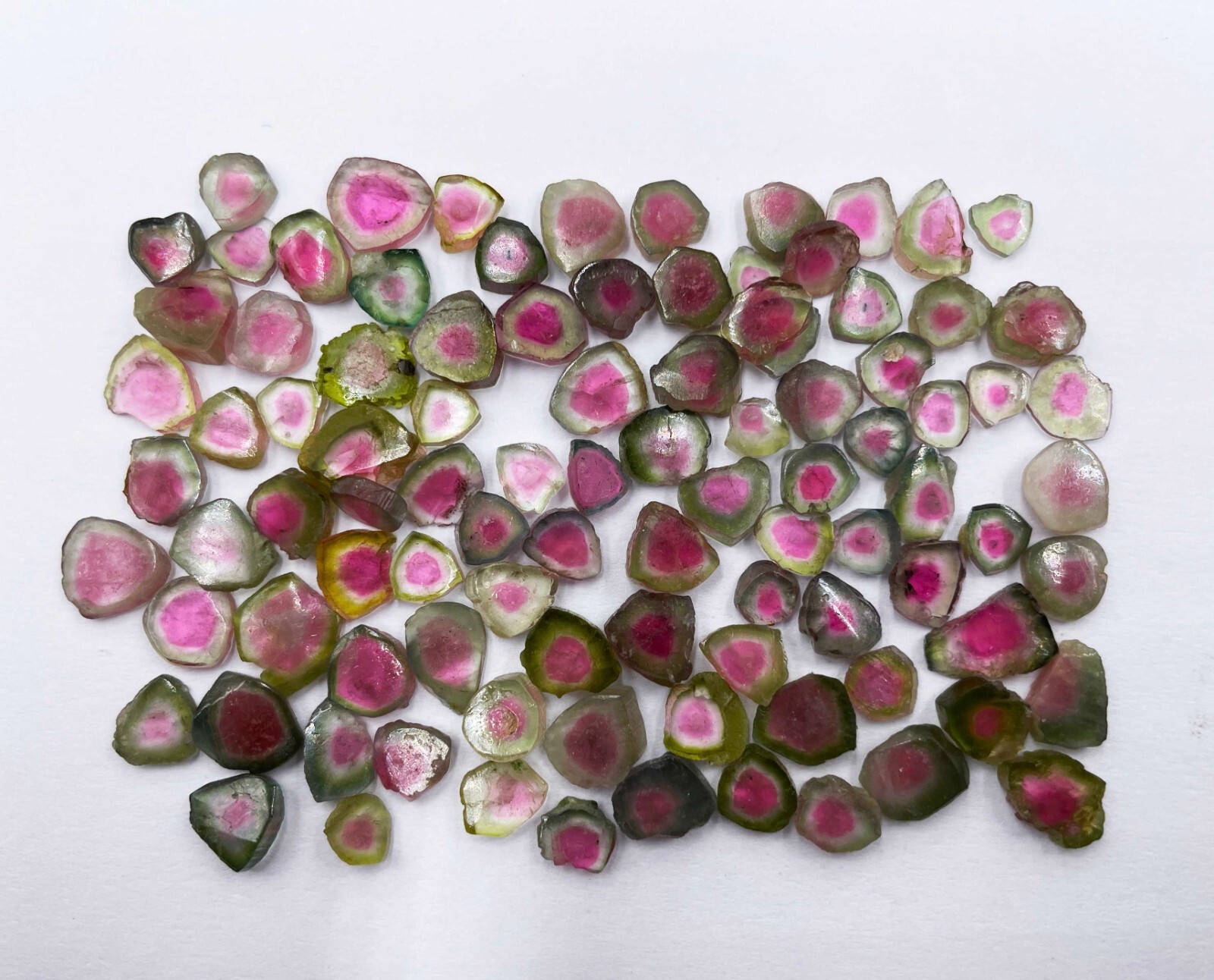 Natural Watermelon Tourmaline Slice Loose Gemstone Lot 10 Pcs 5*6-7*8 MM 10 CT