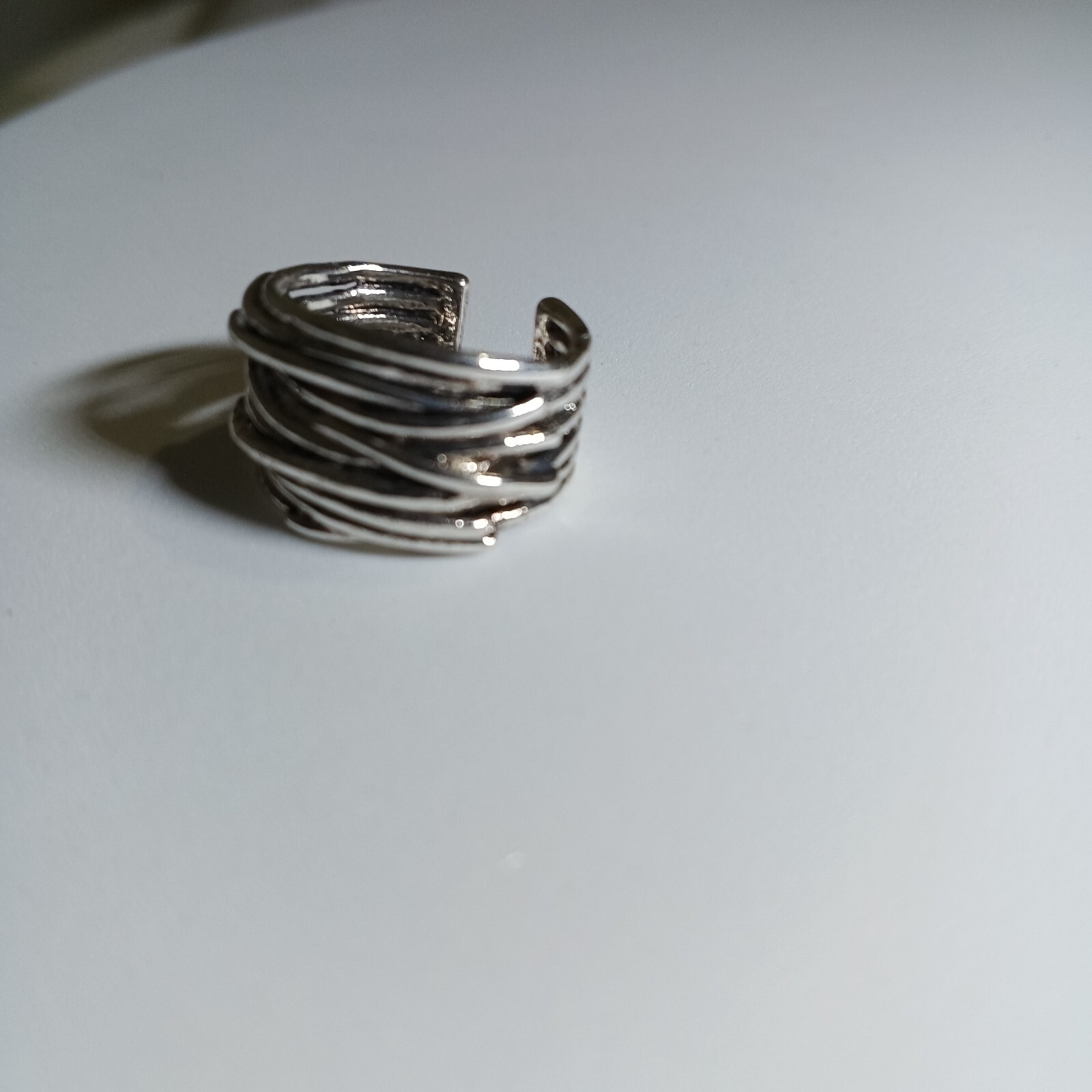 Men’s Open Rings Size 7 Y2K Hip-Hop Retro Punk Rock Alloy Silver Plated