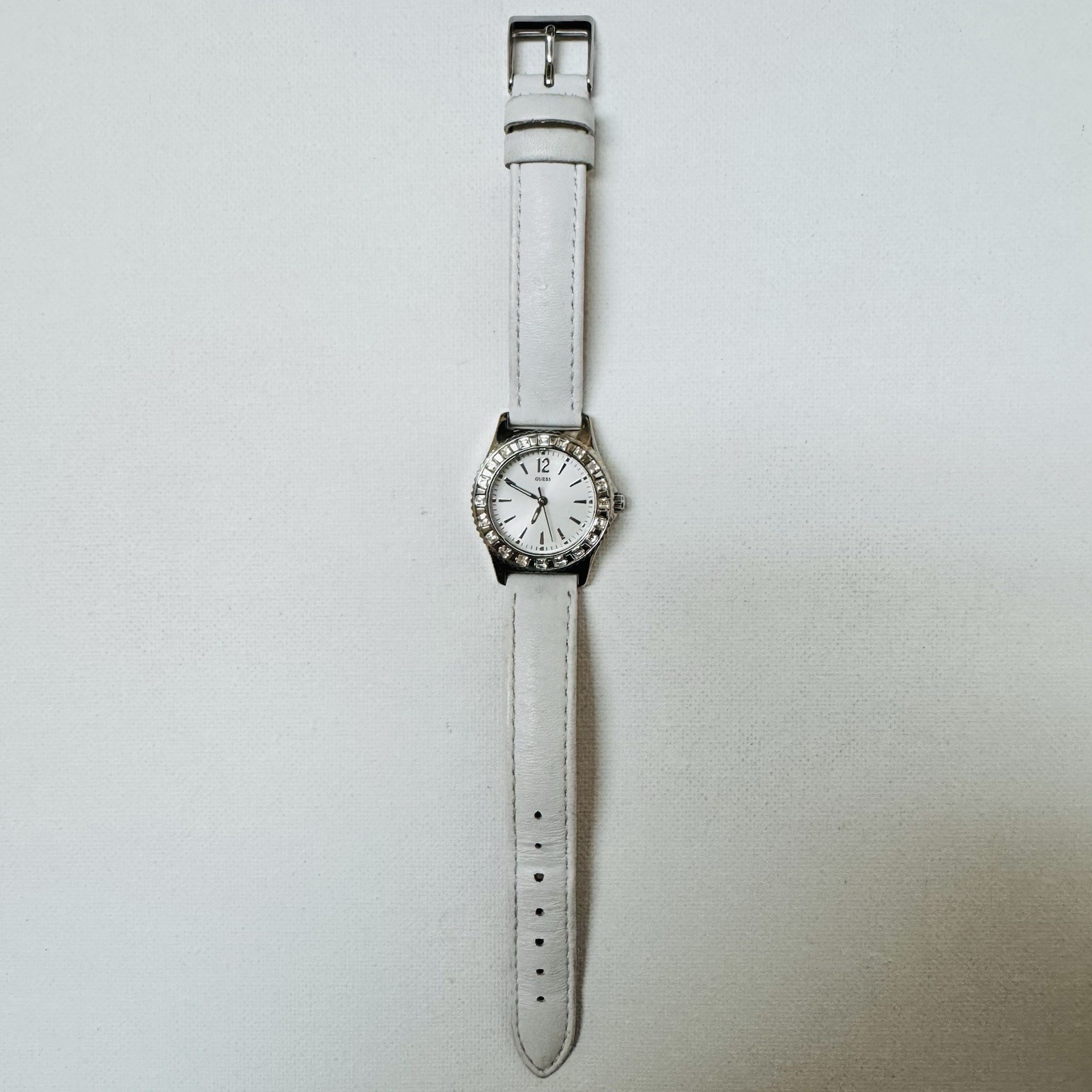 Guess WaterPro 28mm Women’s Watch Silver Crystals White Band U95176L1