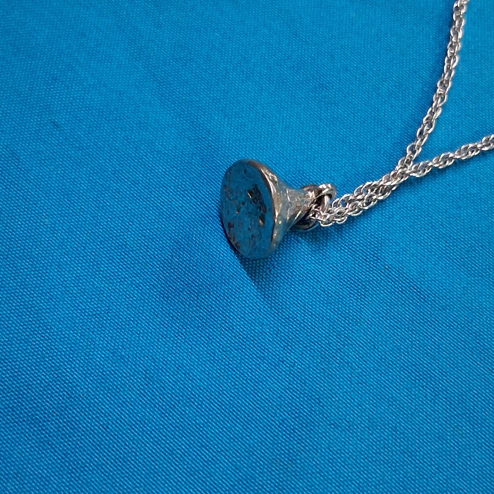 JCF STER Marked Polished Hershey Kiss Designed Pendant Double Chain Necklace
