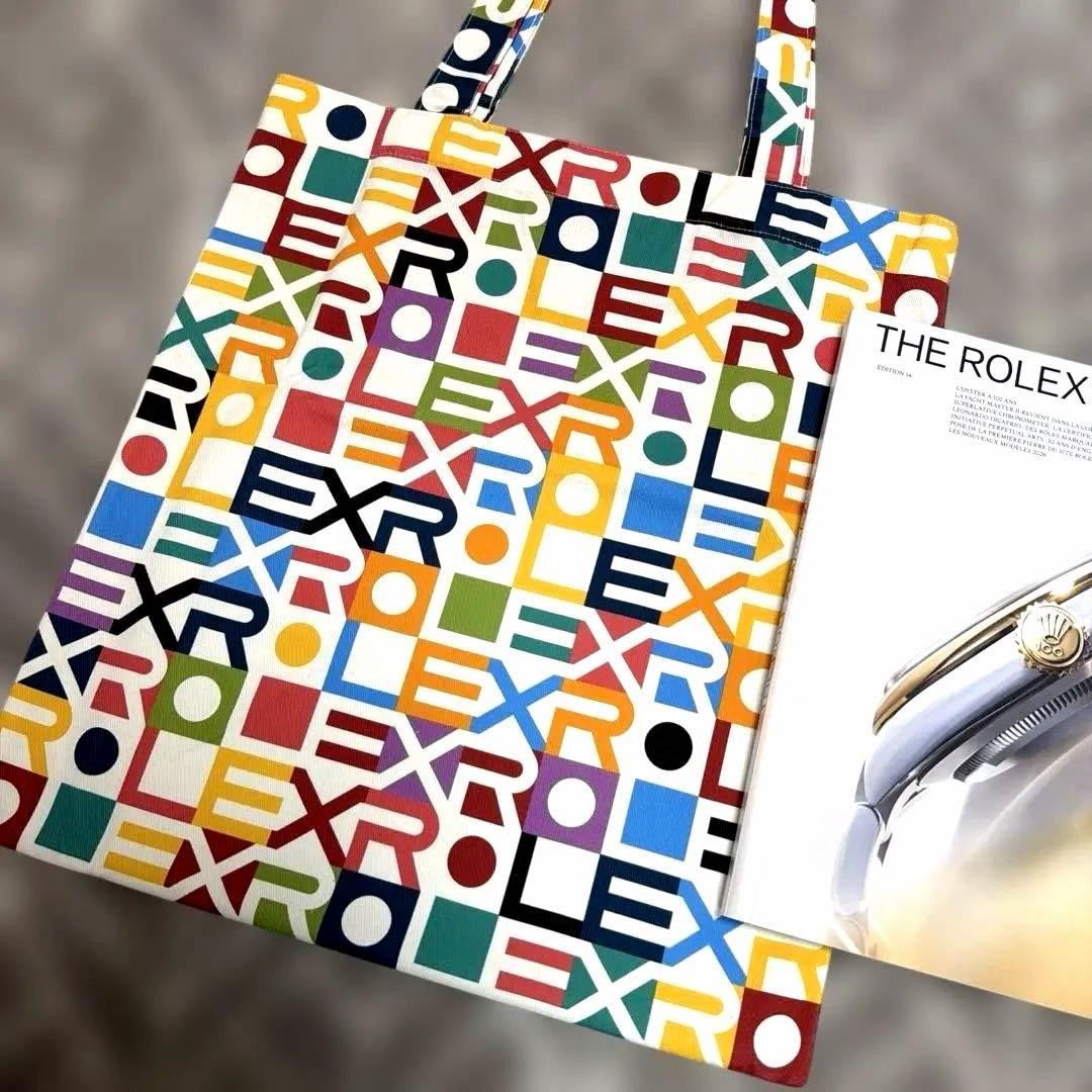 Rolex Jubilee Motif Canvas Tote Bag Multi-Color Logo Novelty Rare VIP Gift Rare