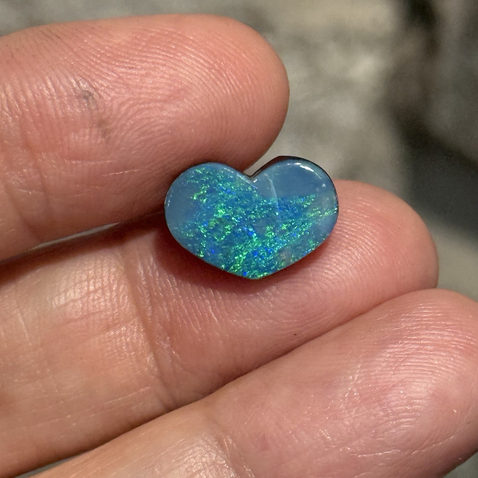 SALE 4.7ct 14x10x3mm Blue Green Australian Doublet Opal Heart Cabochon Gem