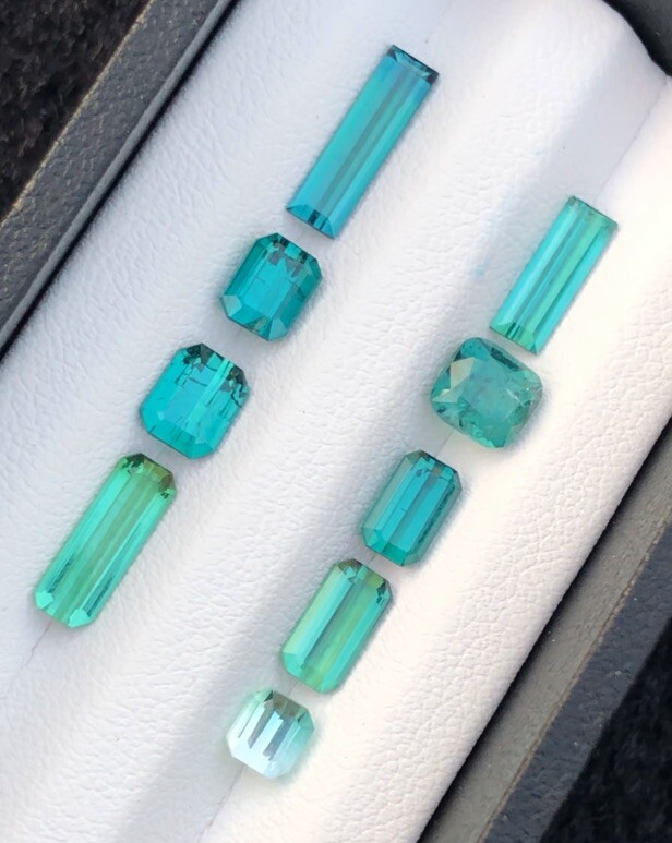 6.90 Carat Beautiful Natural Blue Tourmaline Lot 12mm To 5mm