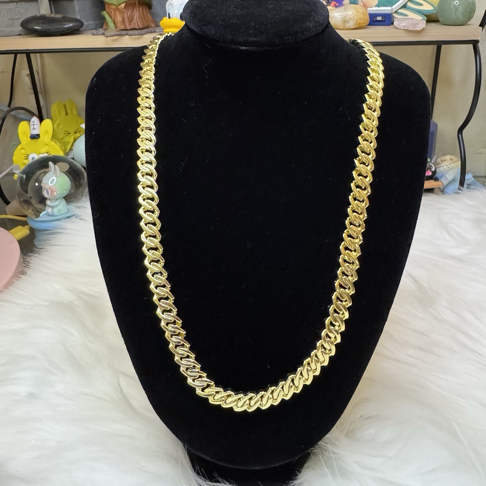 Iced out Moissanite Cuban Link Chain Necklace 20inch, 8.4mm, 14K Stamped