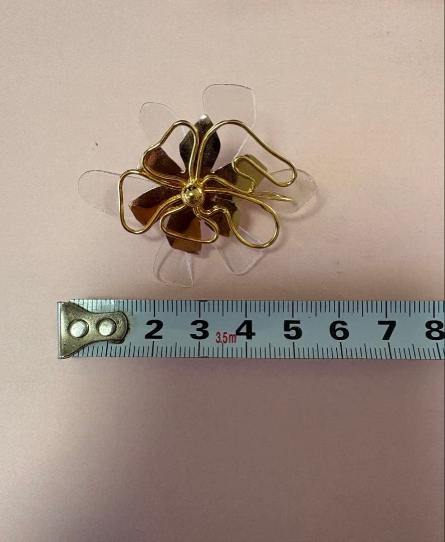 [EUC] MARNI Wire Flower Earrings Clear Bronze Gold Tone Engraved : From JAPAN