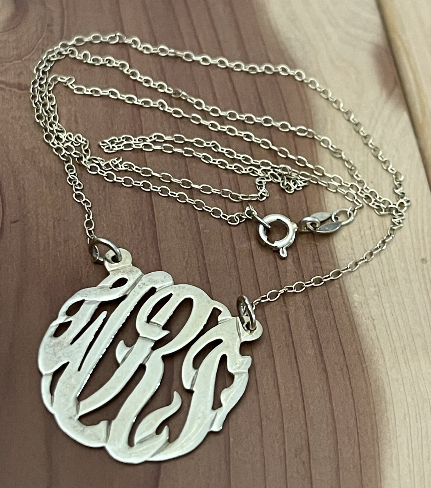 Gold Vermeil Over 925 Sterling Personalized 3 -Initial Monogram 1” Necklace 20”