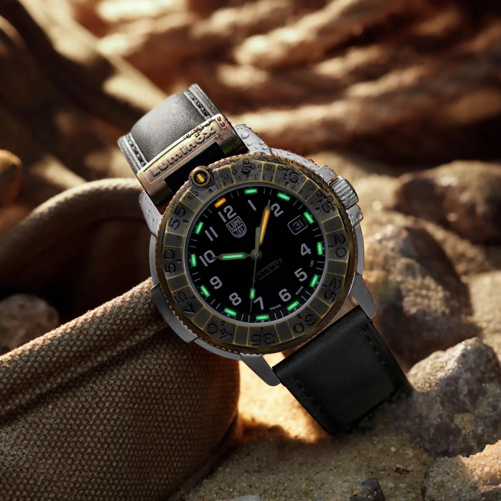 Luminox Adventure 43mm Outdoor Explorer Black Dial Leather Mens Quartz Watch XL.