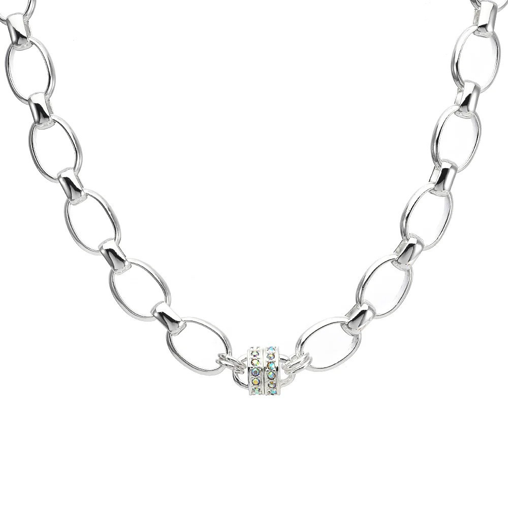 Kirks Folly The Midas Touch Oval Link Magnetic Interchangeable Necklace SST