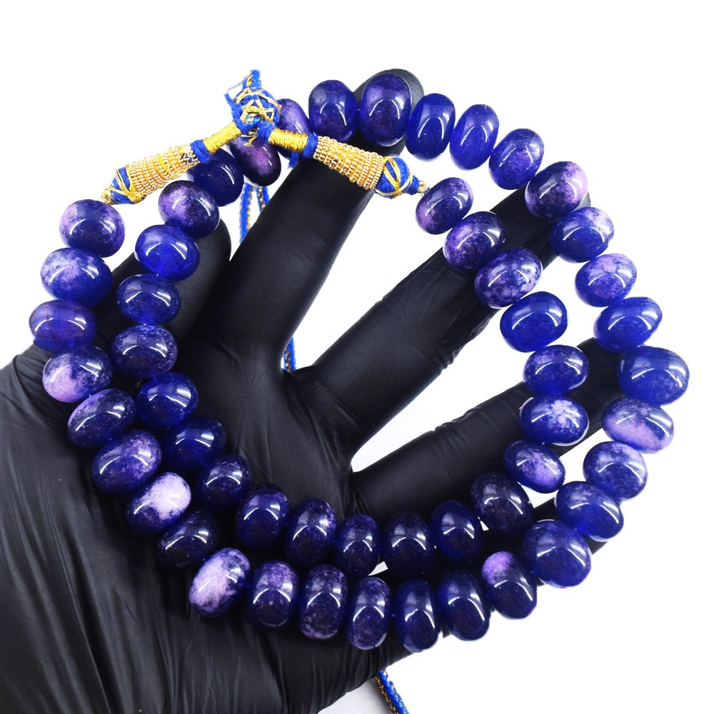 Single Strand Blue Onyx 752.00 Cts Beaded Exclusive Jewelery Necklace RK 32 E811