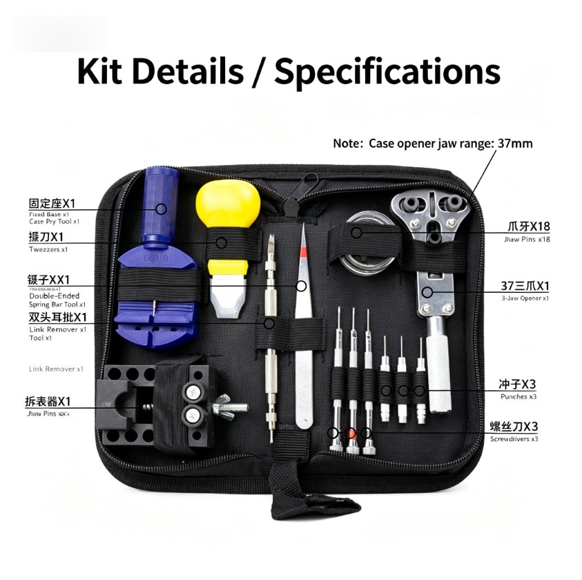 30Pcs Watch Repair Tool Kit Case Holder Opener Screwdriver Spring Bar Set new