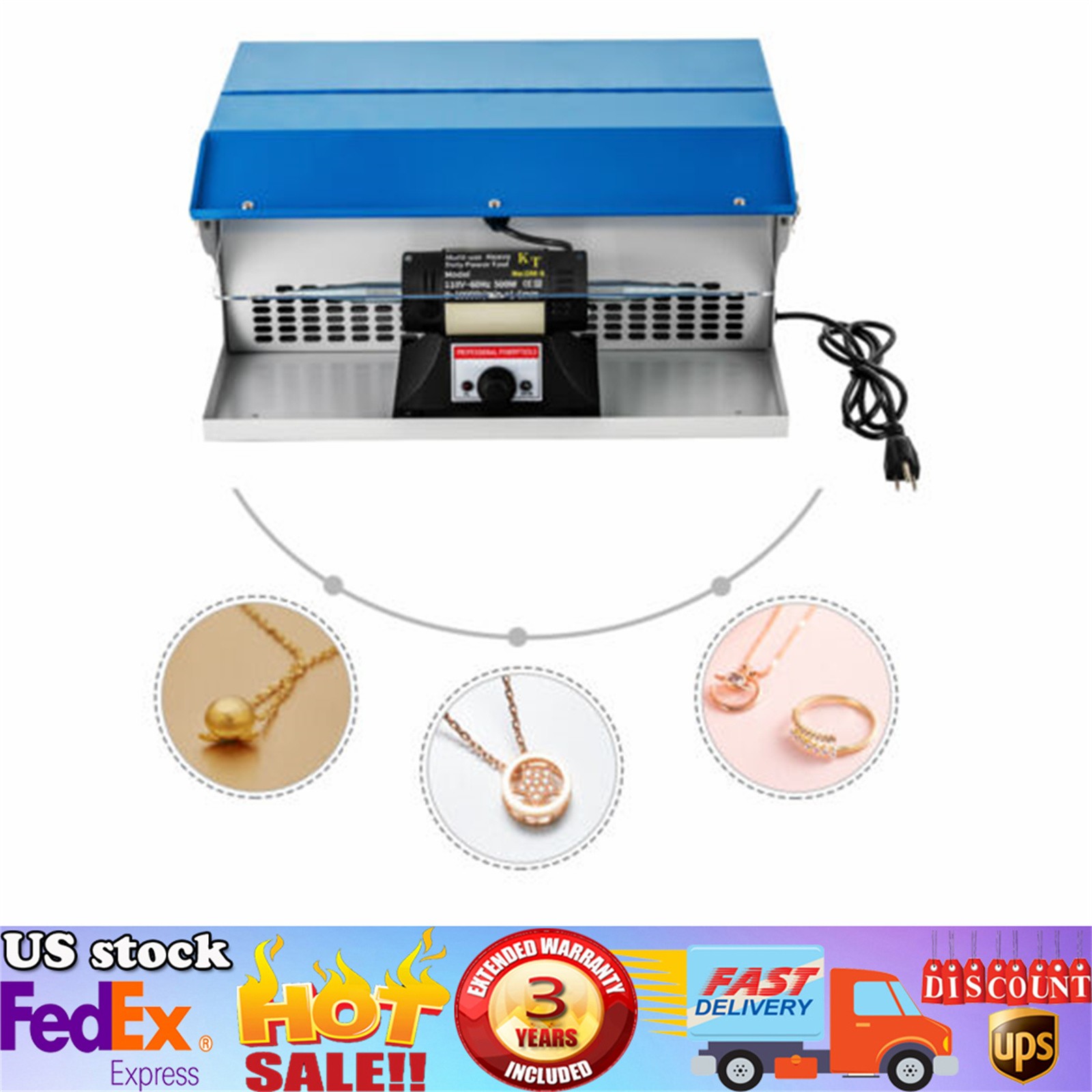 Benchtop Polishing Buffing Machine Jewelry Polisher Dust Collector W/ Light 500W