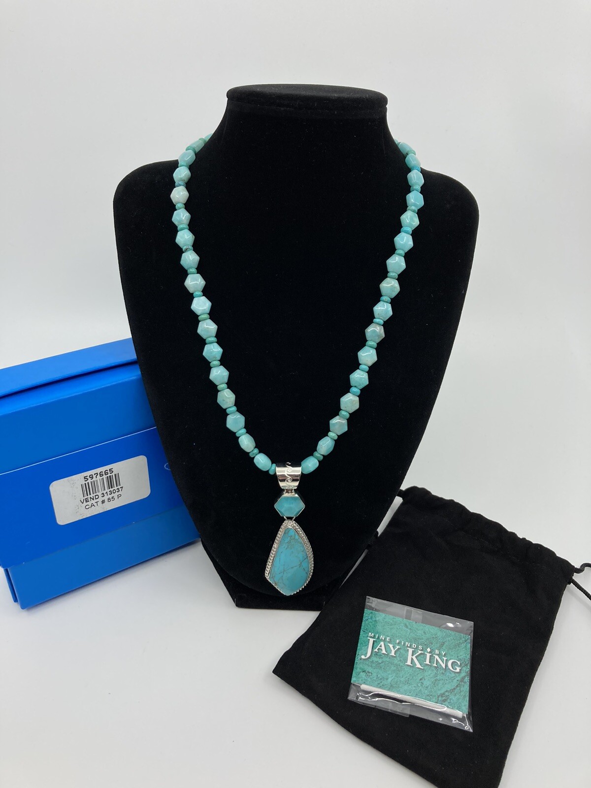 Jay King Mine Finds Amazonite and Turquoise Pendant & 18″ Beaded Necklace 597665