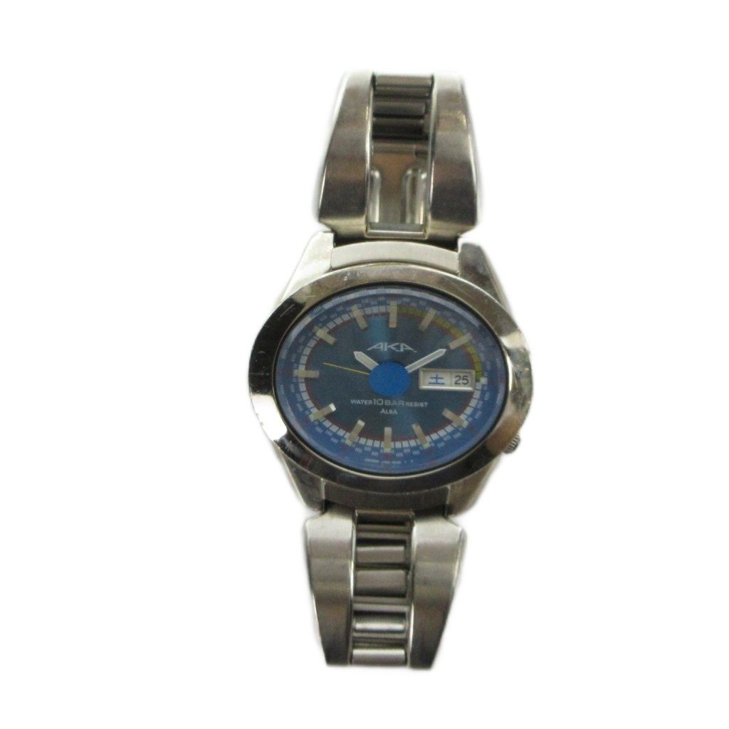 SEIKO ALBA AKA Alba AKE V743 5A10 Wristwatch Quartz Blue Dial Oval Day Date Cale