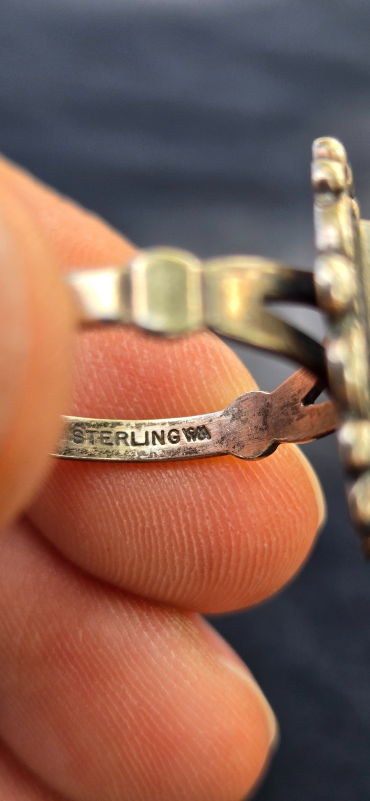 1940’s SW Native Style Sterling Silver Turquoise Wheeler Manufacturing Ring Sz 9