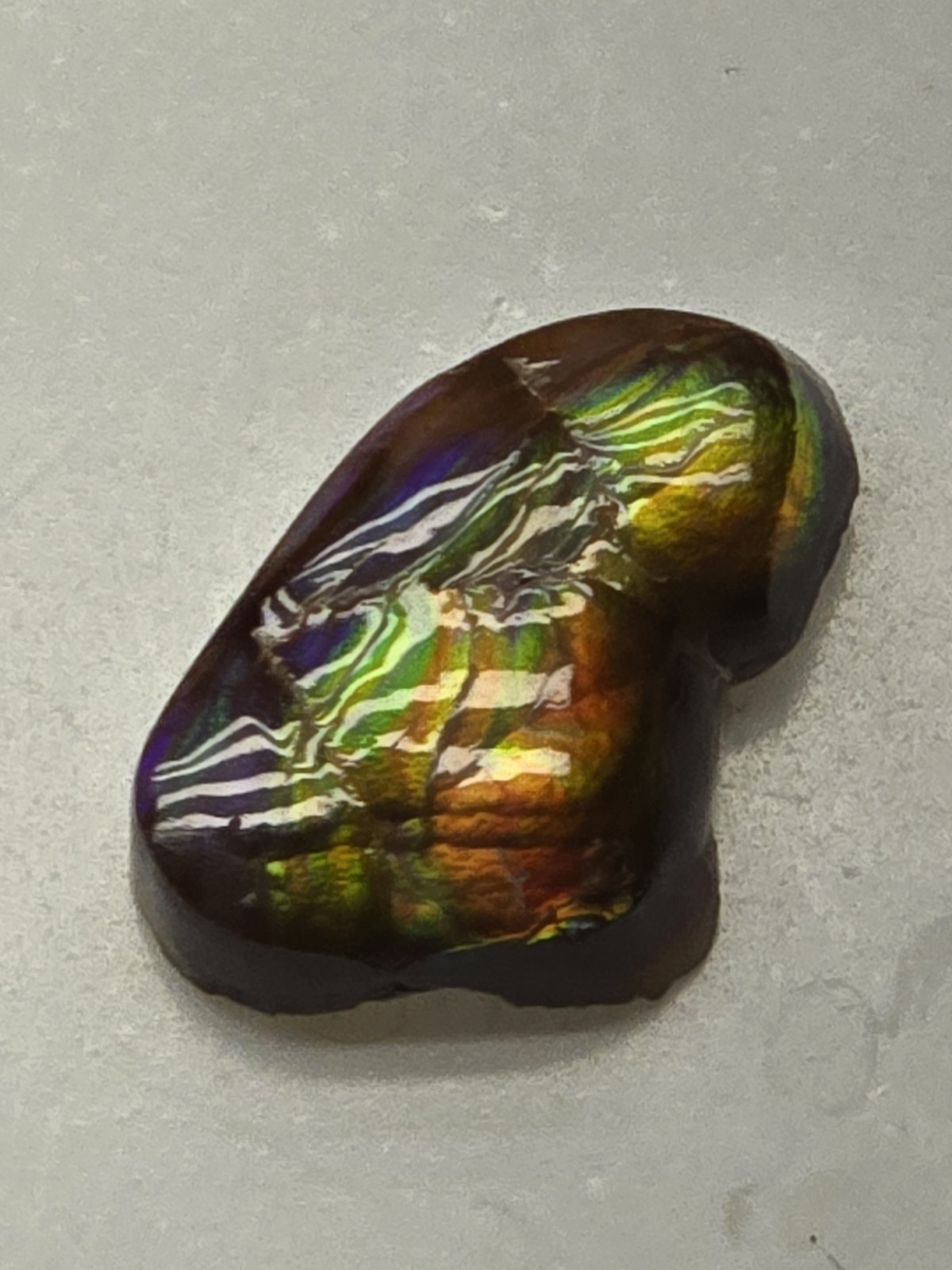 Dancing Rainbow Fire Agate Gem 6.7 Ct Original Hand Carved Natural Arizona Gem