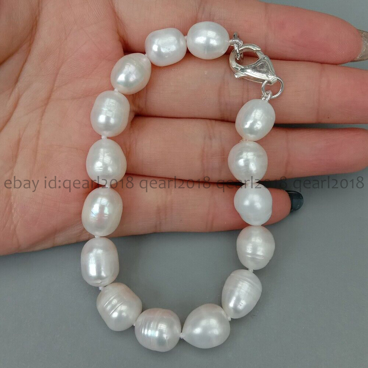 Natural White Black Gray Pink Purple Rice Cultured Pearl Beads Bracelet 7-8.5”