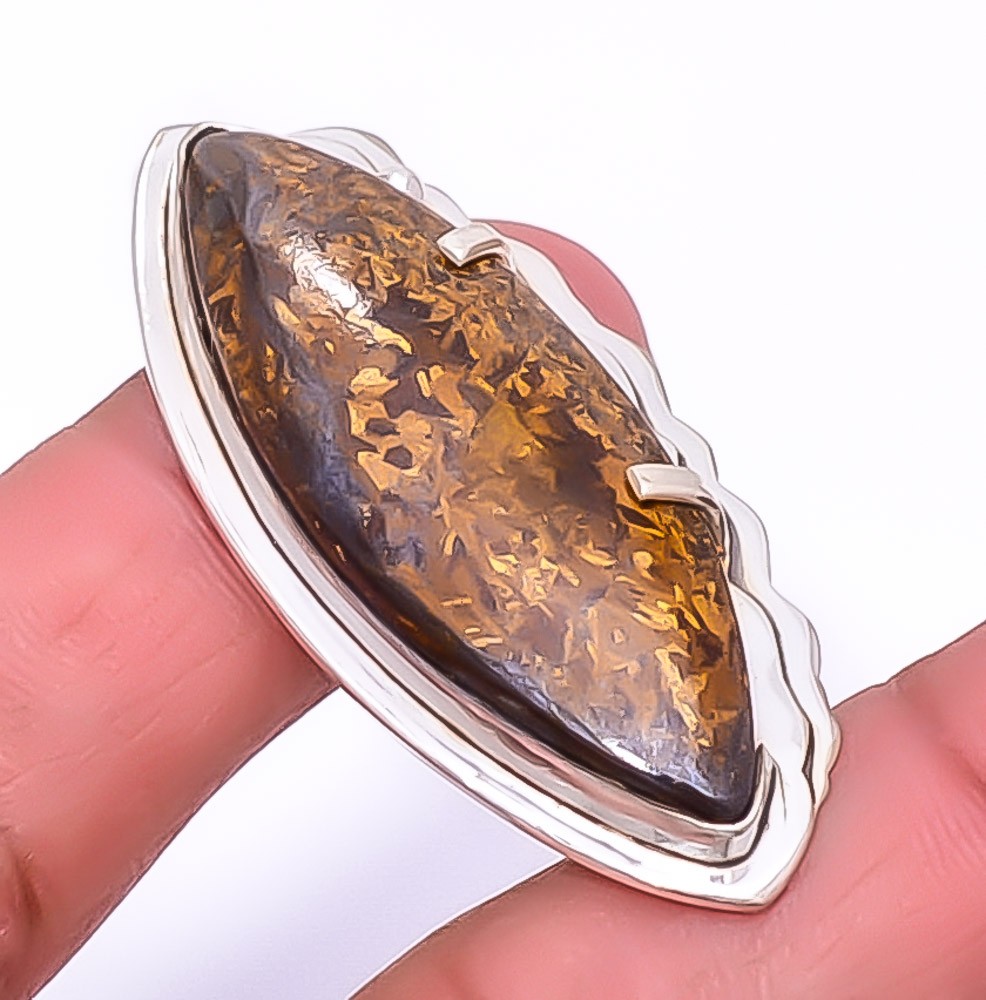 Bronzite Jasper – Africa Gemstone Silver Handmade Israeli Pendant 1.76″ A398