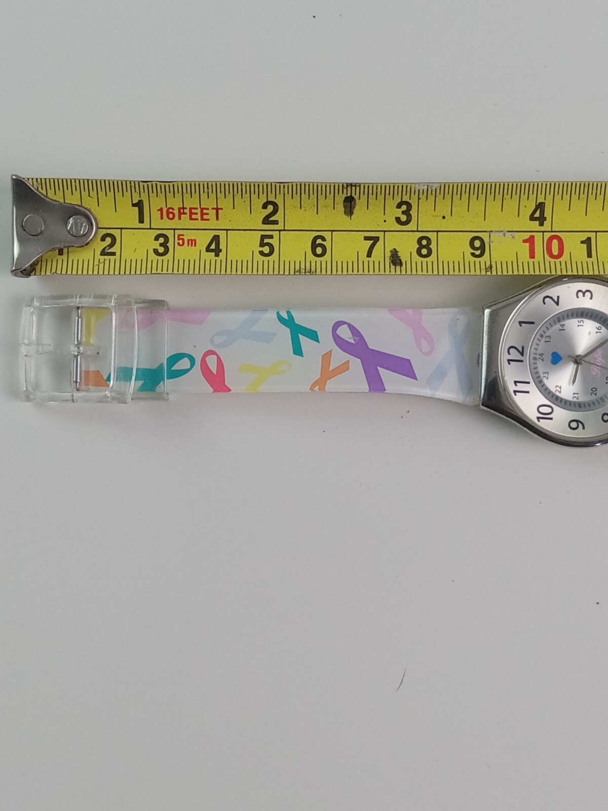 Nurse Mates Silver Watches for Women With Awareness Band