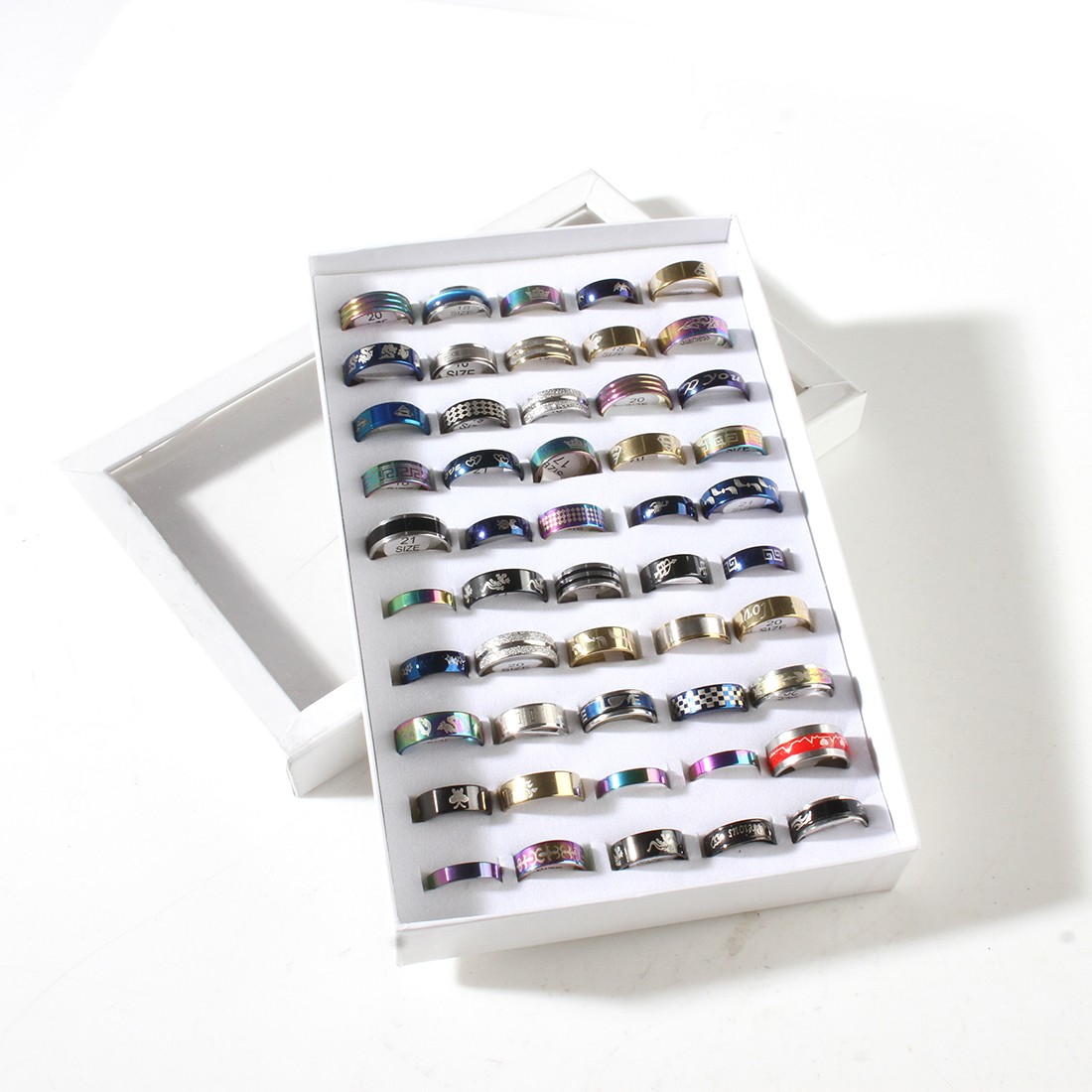 Wholesale 50pcs Mix Rings Stainless Steel Women Charm Party Gift Finger Jewelry