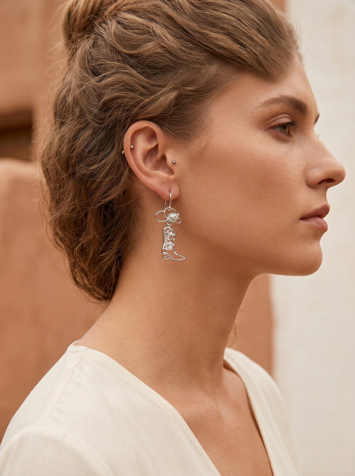2pcs Western Cowboy Hollow Boot Earrings Unique For Daily Wear And Festivals