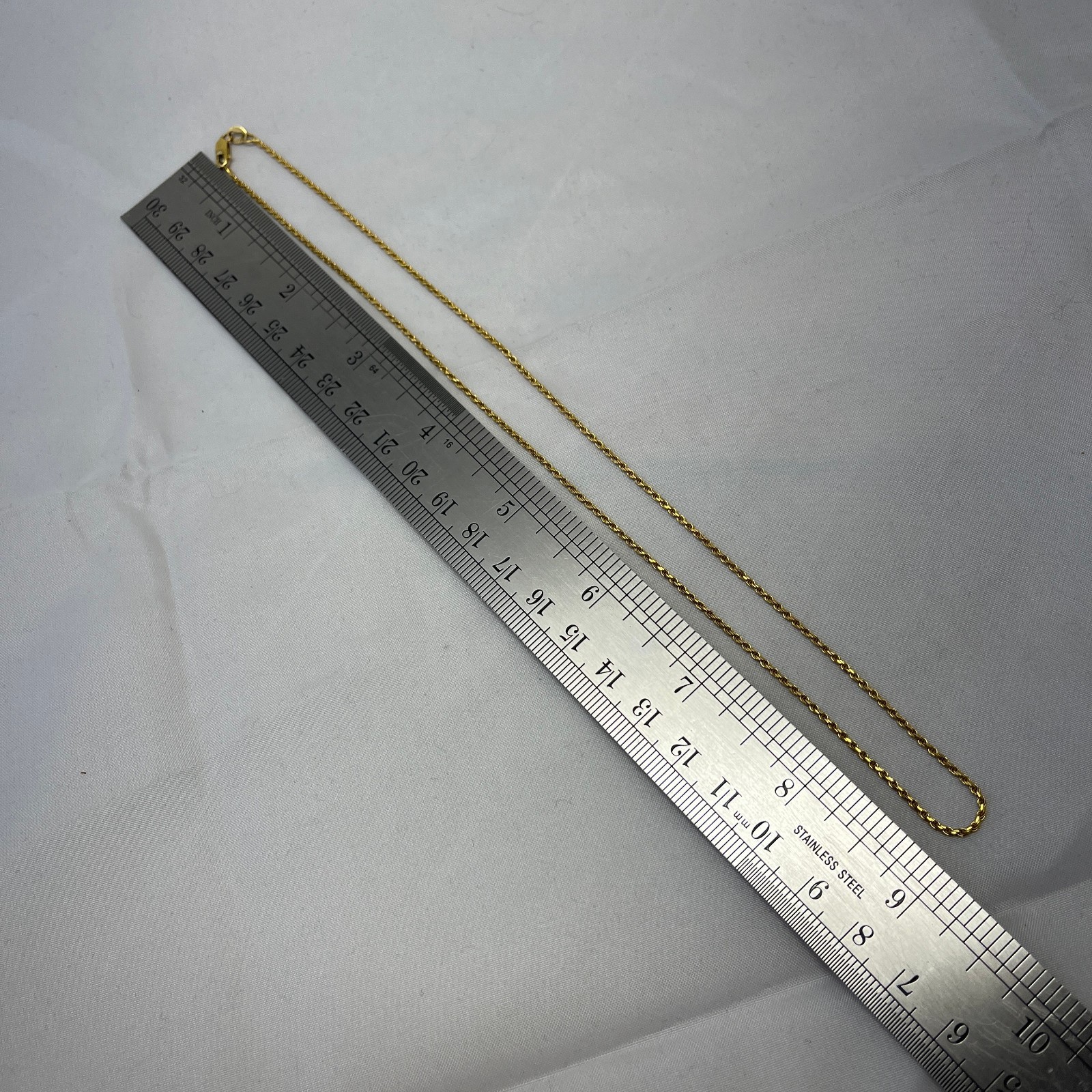 18inch 14K Milros Italian Yellow Gold 1MM Rope Link Chain Necklace, 4+ grams