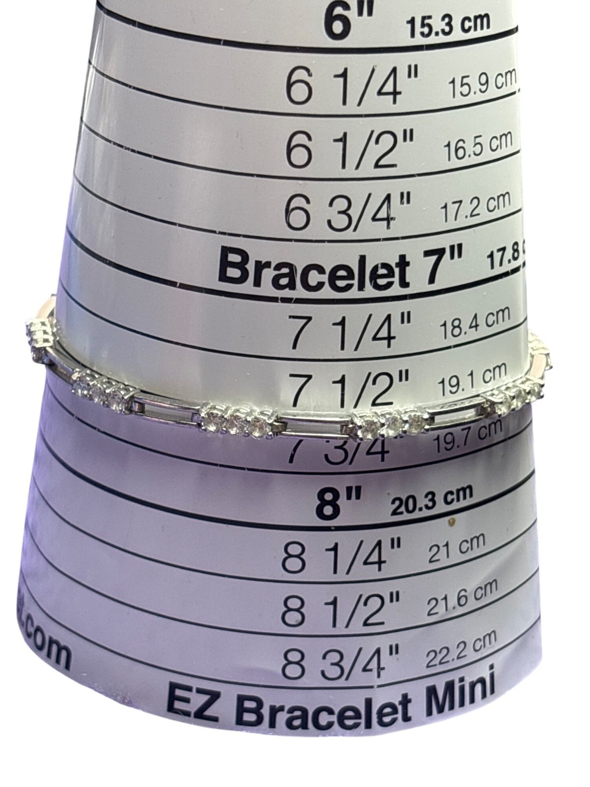 Silvertone Clear Rhinestone Tennis Bracelet Fold Over Clasp 7.5 inches Long