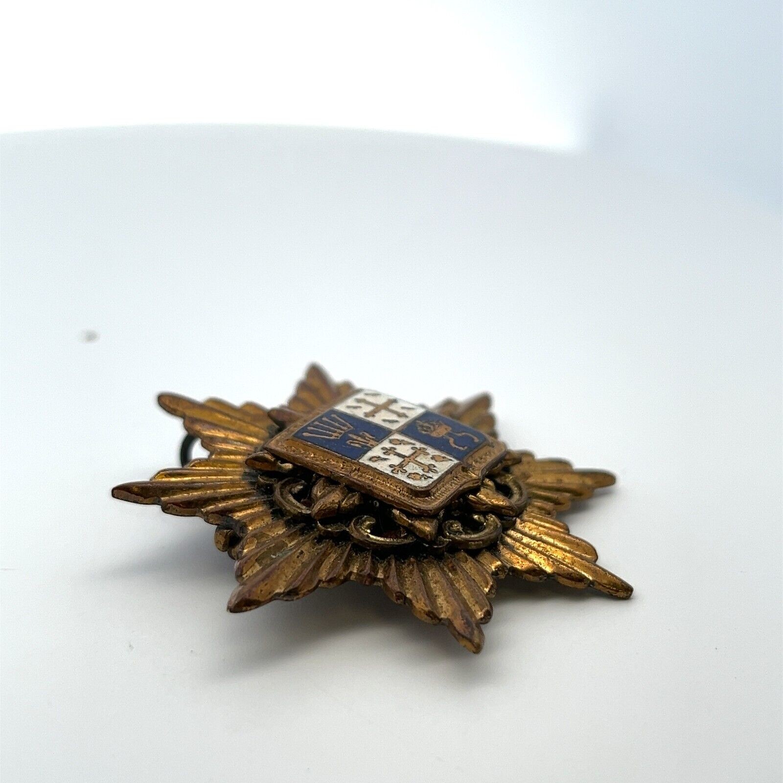Vintage Enameled Brass French Coat of Arms Brooch/Pendant 20.1 Grams