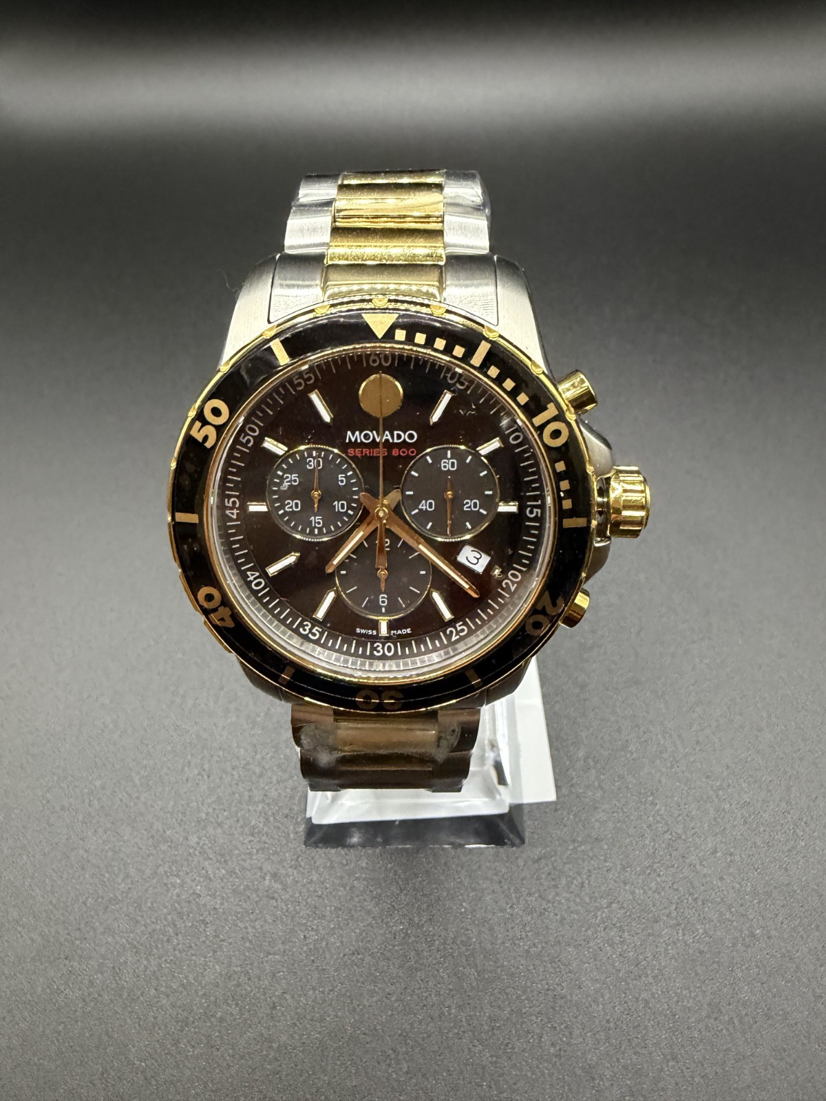 Movado Series 800 Men’s Two-Tone Black DIal Swiss Chronograph Watch – 2600146