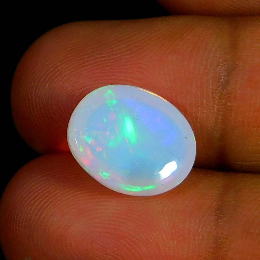 4.60Cts. Natural White Ethiopian Opal Oval Cabochon Reiki Healing Good Gemstone