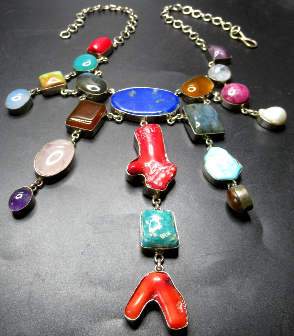 Amazing Handcrafted Genuine Gemstone Necklace Turquoise Lapis Coral MORE!