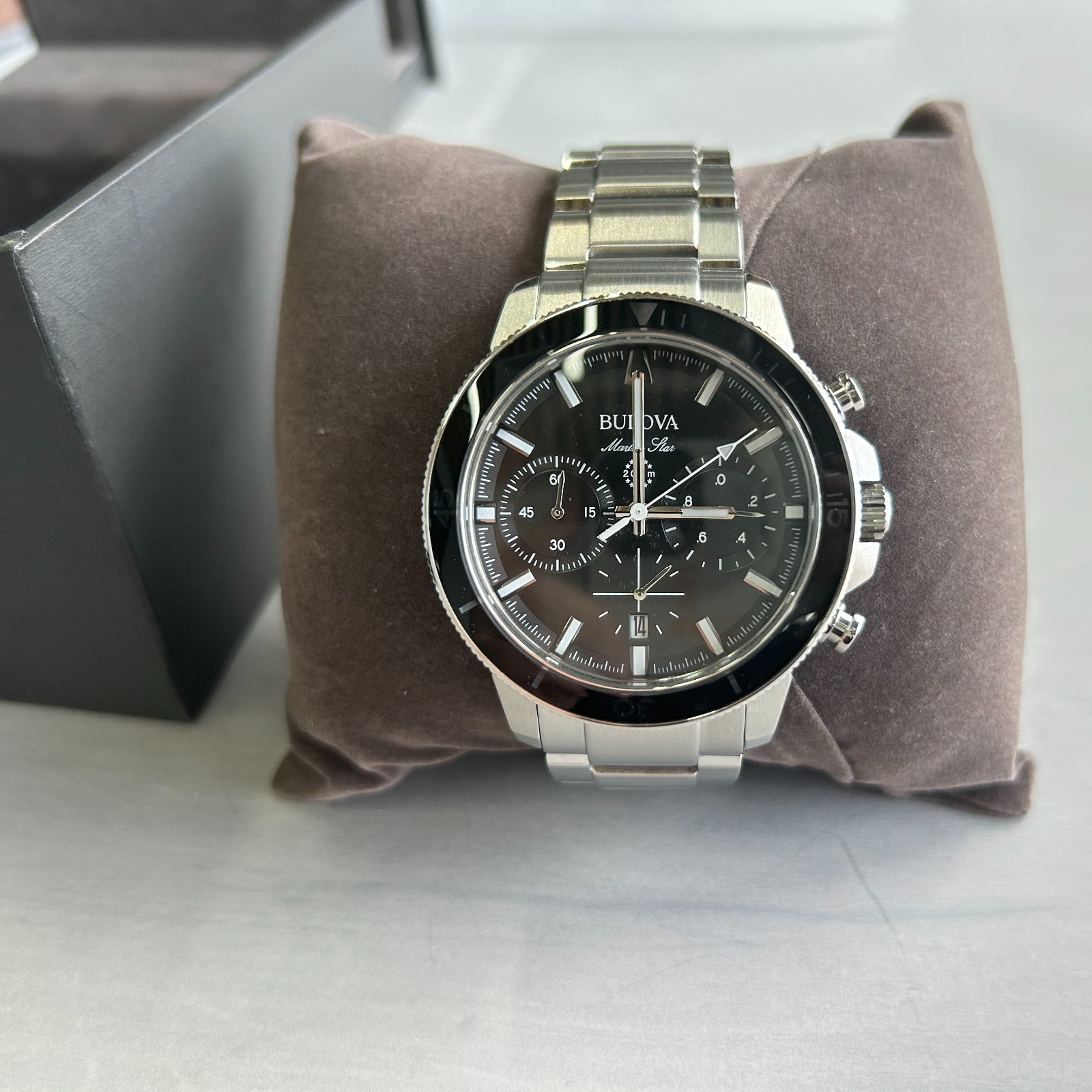 Bulova Marine Star Series C 96B272 Black Dial Stainless Steel Men’s Quartz Watch