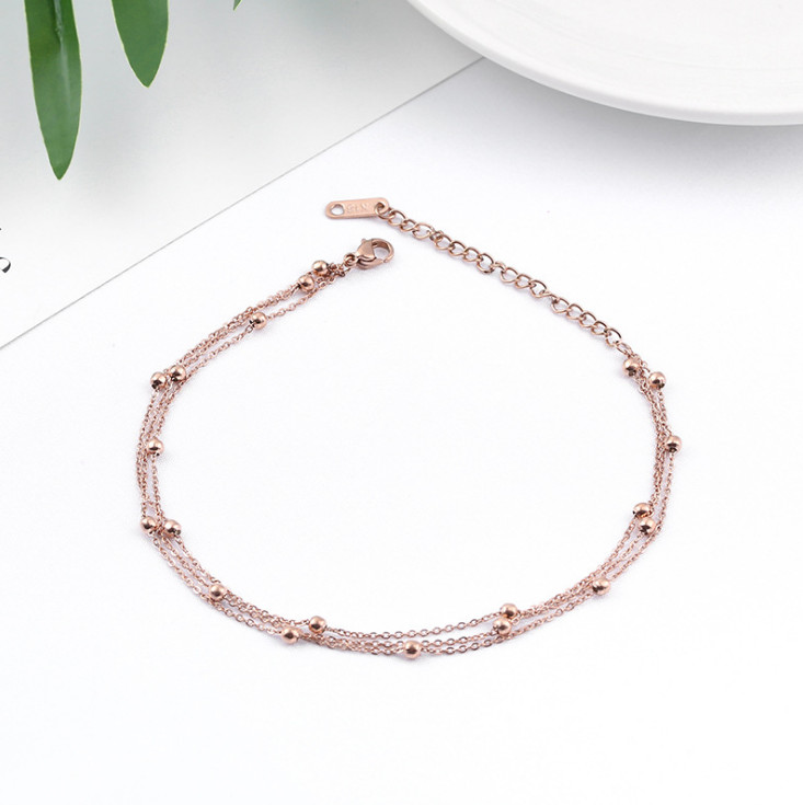 10″ Elegant Women Stainless Steel Anklets Smooth Bead Chain Ankle Bracelet PE13