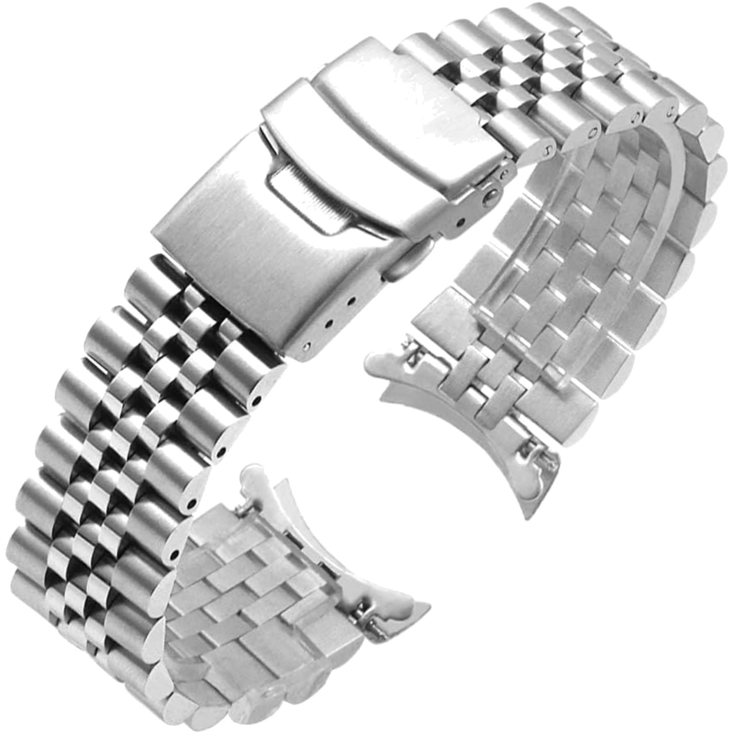 Stainless Steel Curved Ends Tapered 18mm 20mm 22mm 23mm 24mm Metal Watch Band…