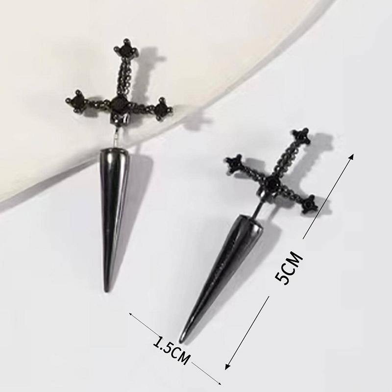 Classic Cross Sword Earrings Silver Gold Black Crystal Jewelry