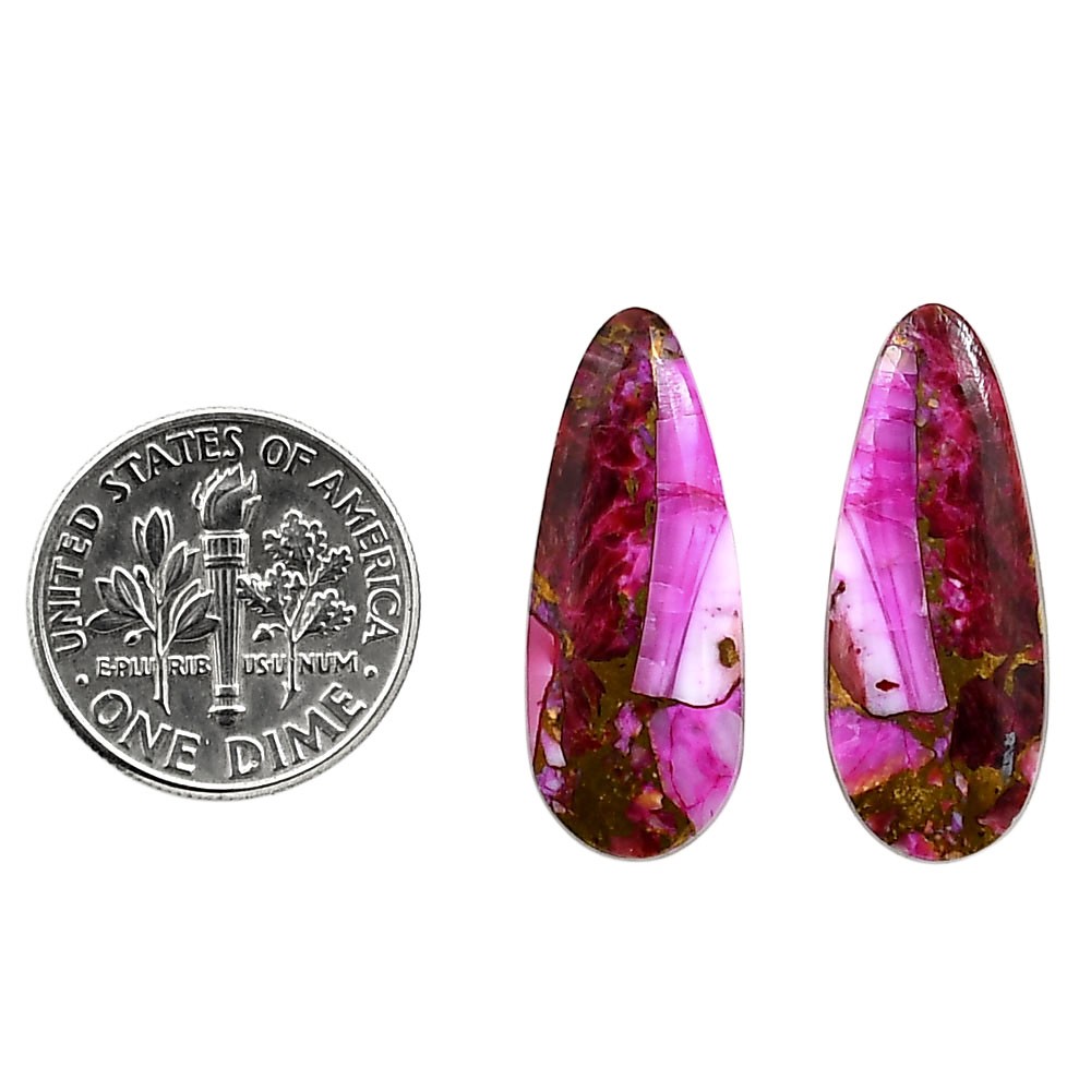 Kingman Pink Dahlia Turquoise Pair 10.2×25.4x3mm Fancy Shape Gemstone LS78-04964