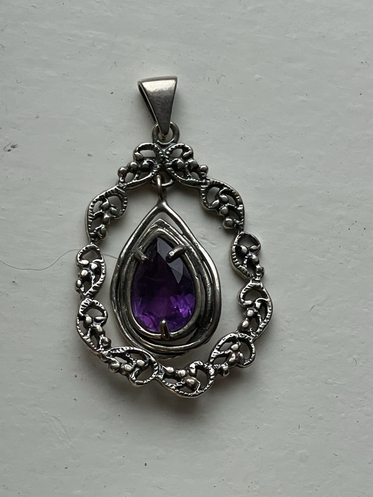 Paz Creations Sterling Silver & Amethyst Pendant Marked PZ 925