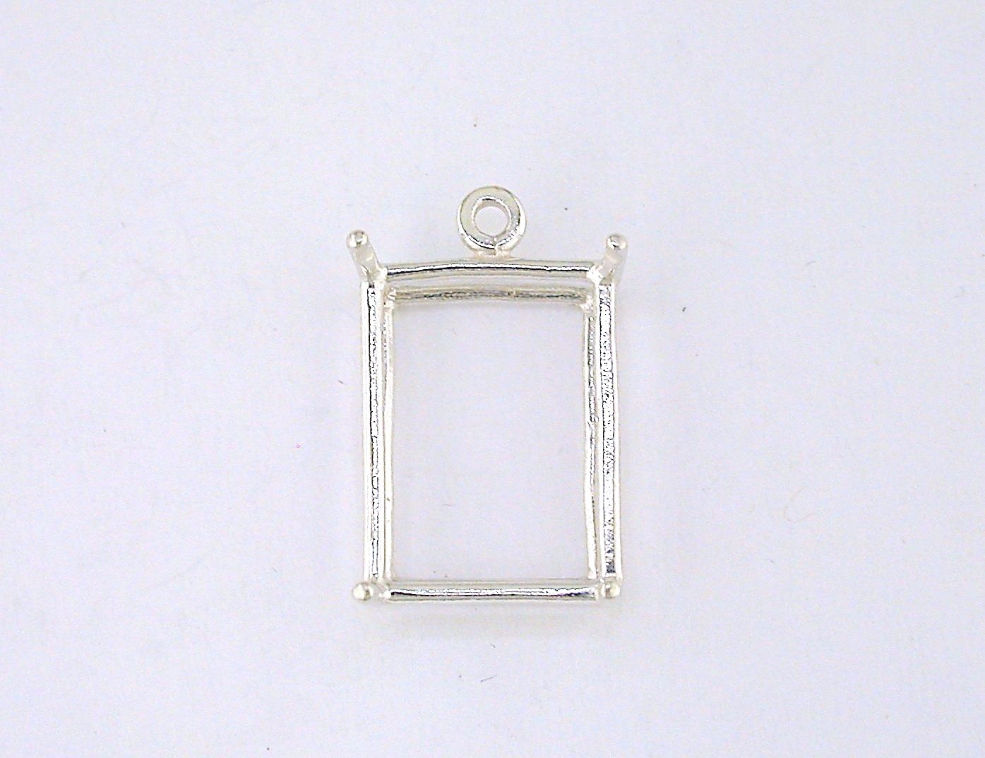 Emerald Cut 4 Prong Dangle Setting Sterling Silver