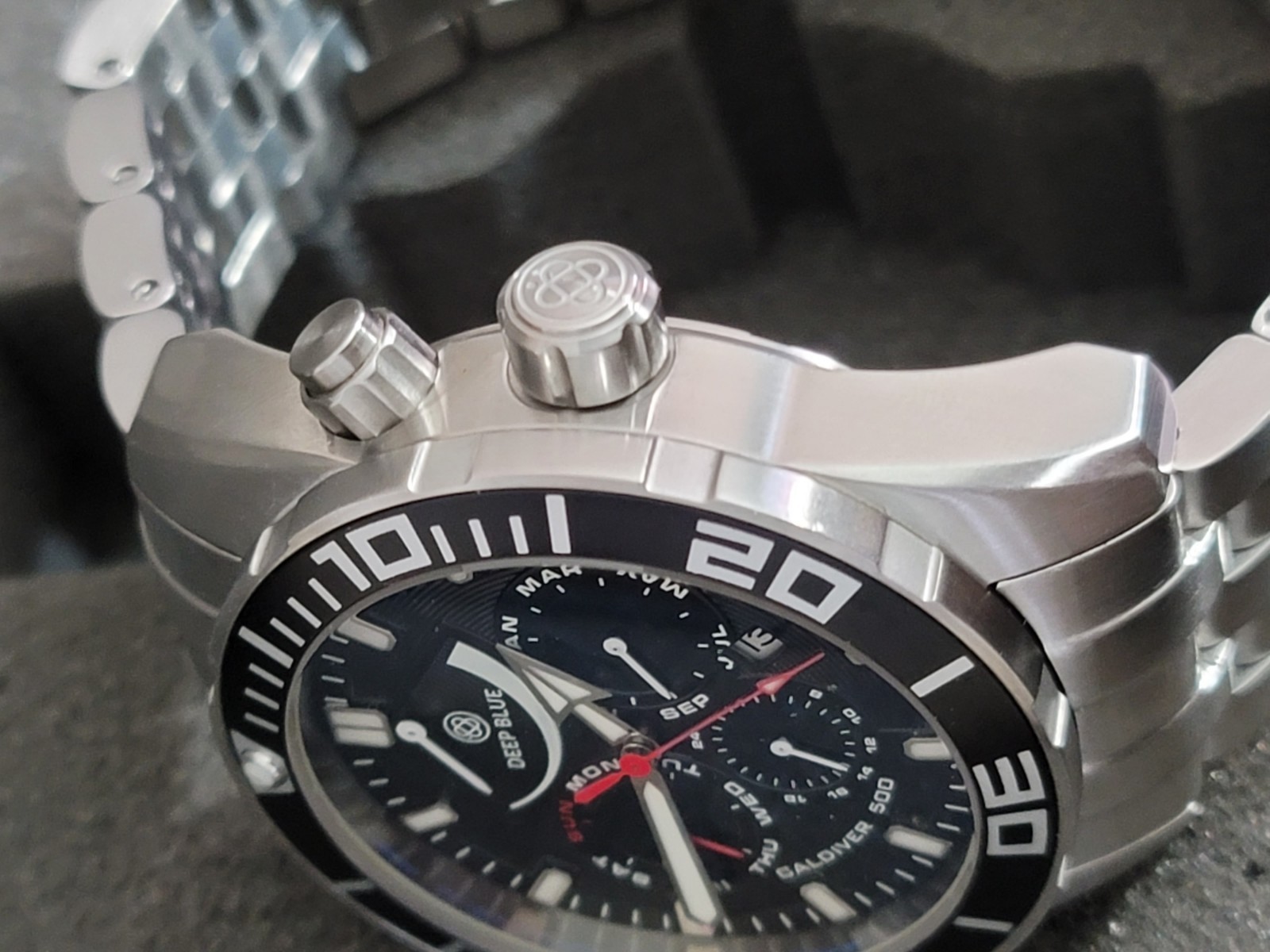 Deep Blue Cal Diver Black Dial 46mm Miyota 9100 Automatic With Sapphire Crystal