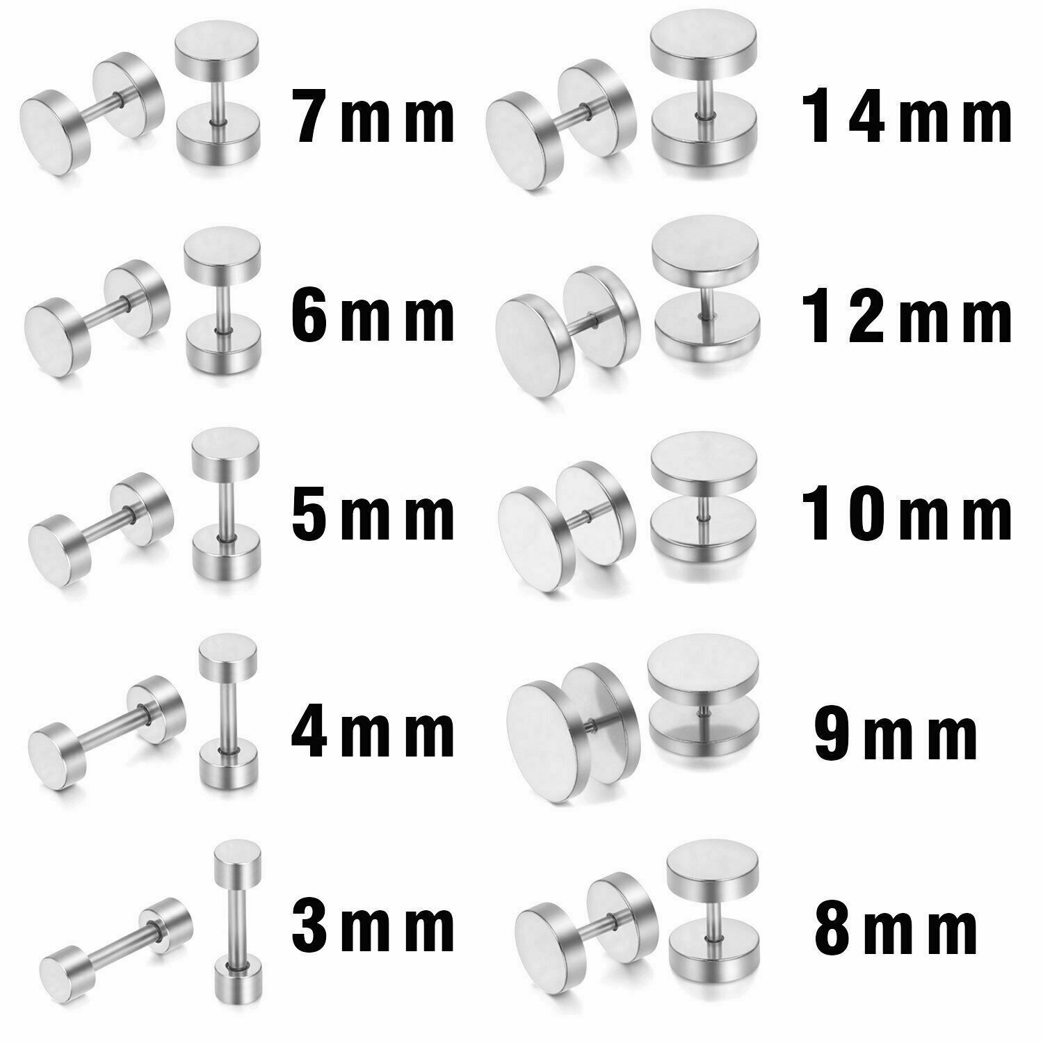 High Polished Surgical Steel Screw Flat Back Disc Stud Earrings for Women Men
