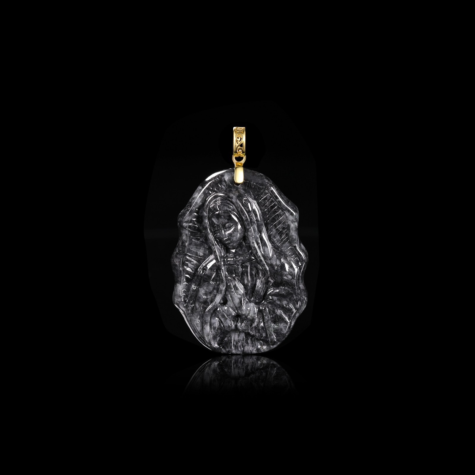 1 Pcs Video Certified silver 925 Green A Jade jadeite pendant Virgin Mary 600049