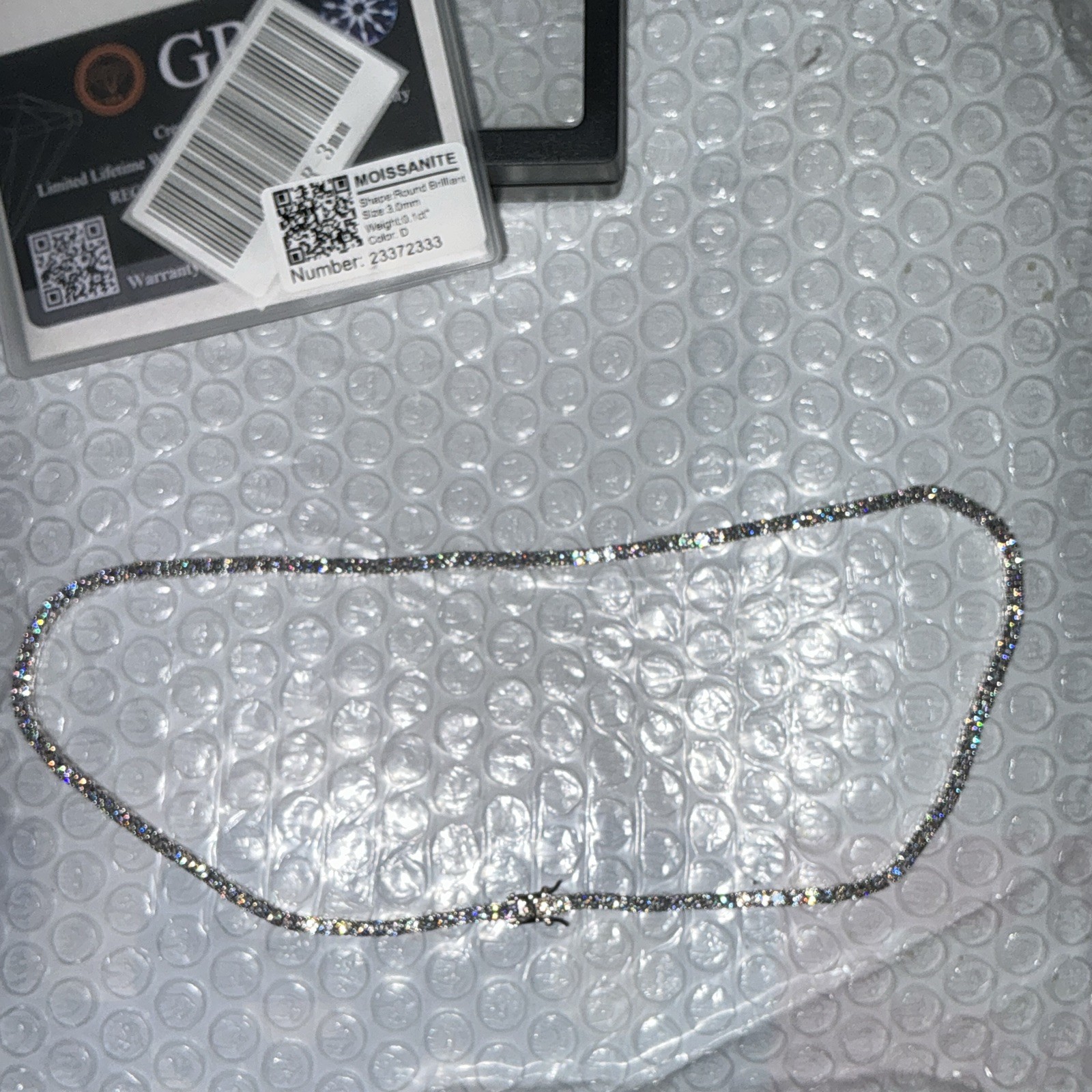 GRA VVS1 D color Moissanite Tennis chain Necklace 3mm 18 inch s925 silver