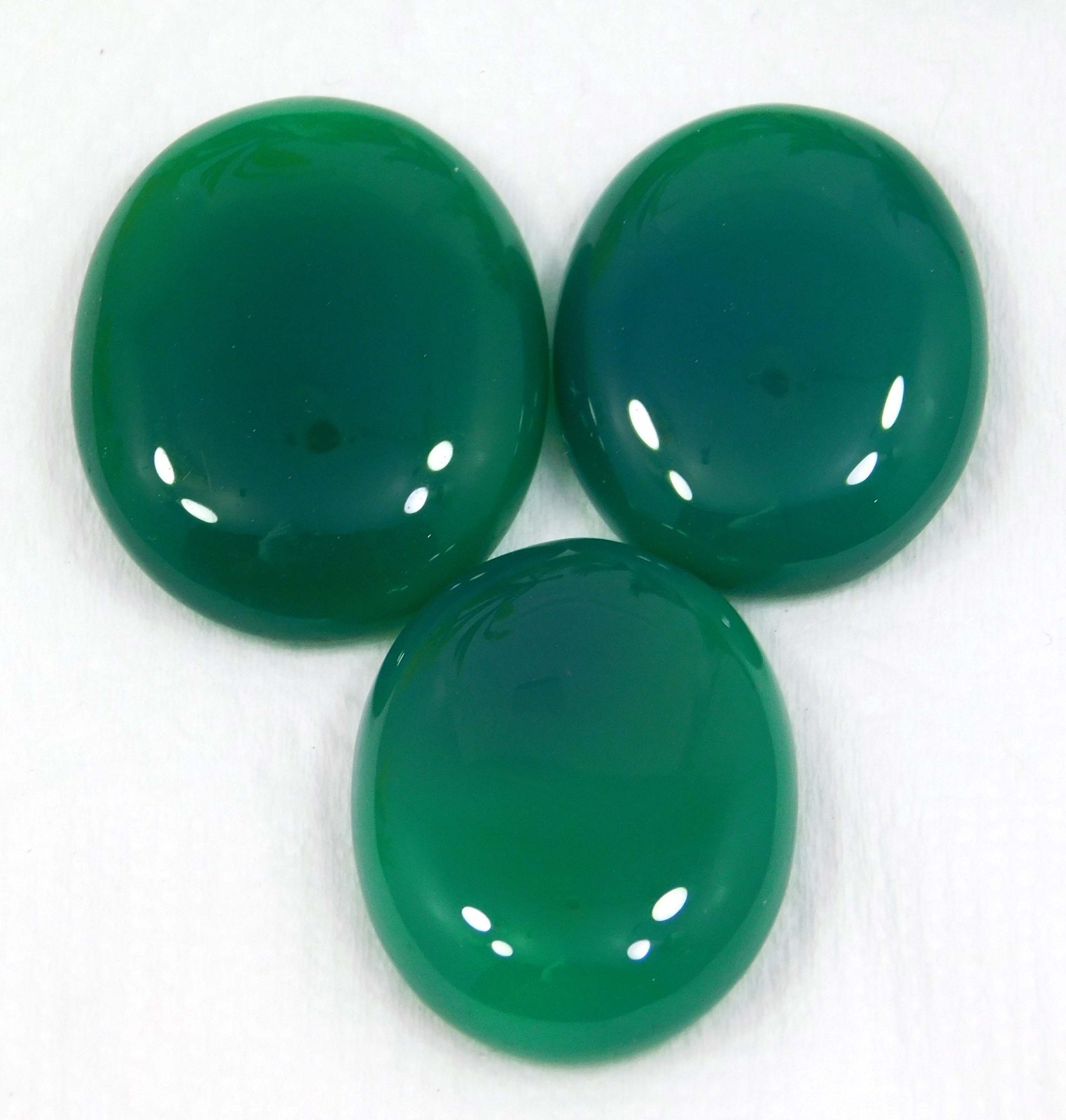 80.85 Ct Natural Green Chalcedony Gemstone (3 Pcs) Oval Shape Loose Stones