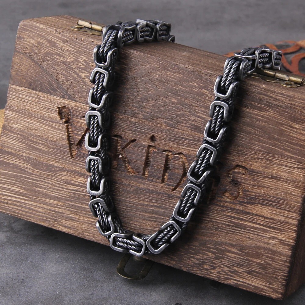 Locomotive Men Punk Rock Bicycle Chain Bracelet Stainless Steel Pendant Necklace