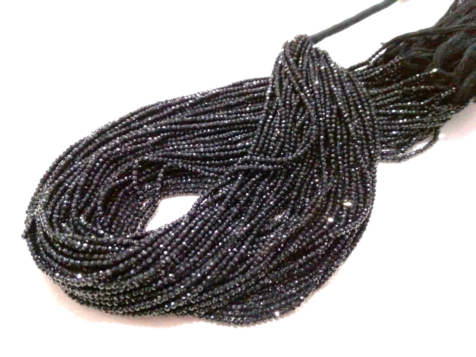 5-50 Strand Natural Black Spinel Rondelle Faceted 2-2.2mm Loose Beads 12″inch
