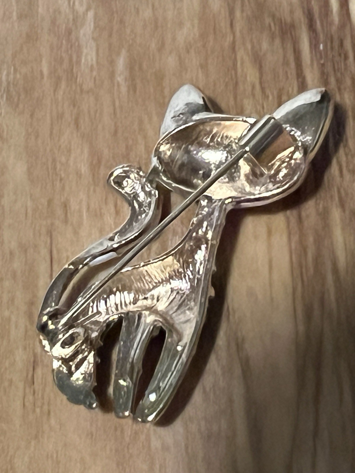 Black Red Yellow Gold Tone Metal Cat Brooch