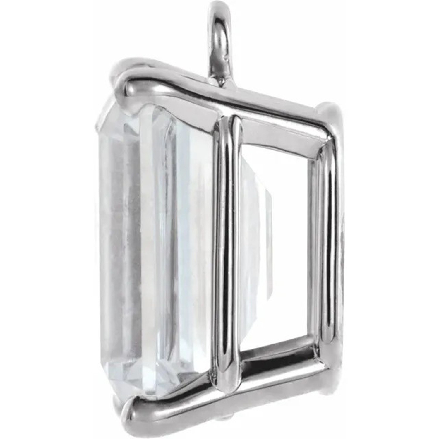 Emerald Cut Dangle Mounting Sterling Silver 4 Prong Basket Design Setting USA