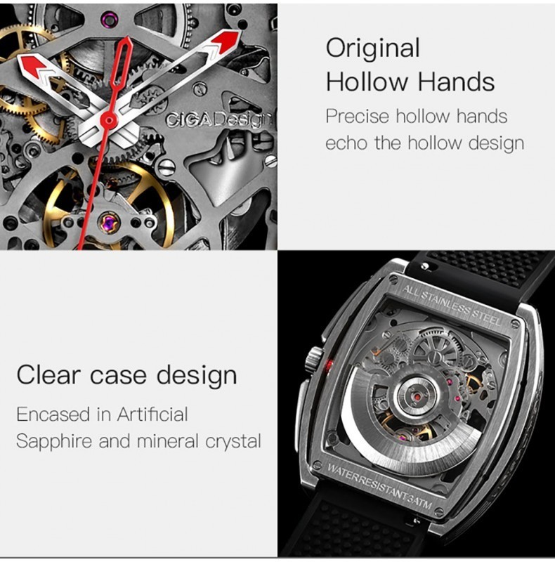 CIGA Design Z Series Automatic Skeleton Titanium Orange Sapphire Men’s Watch
